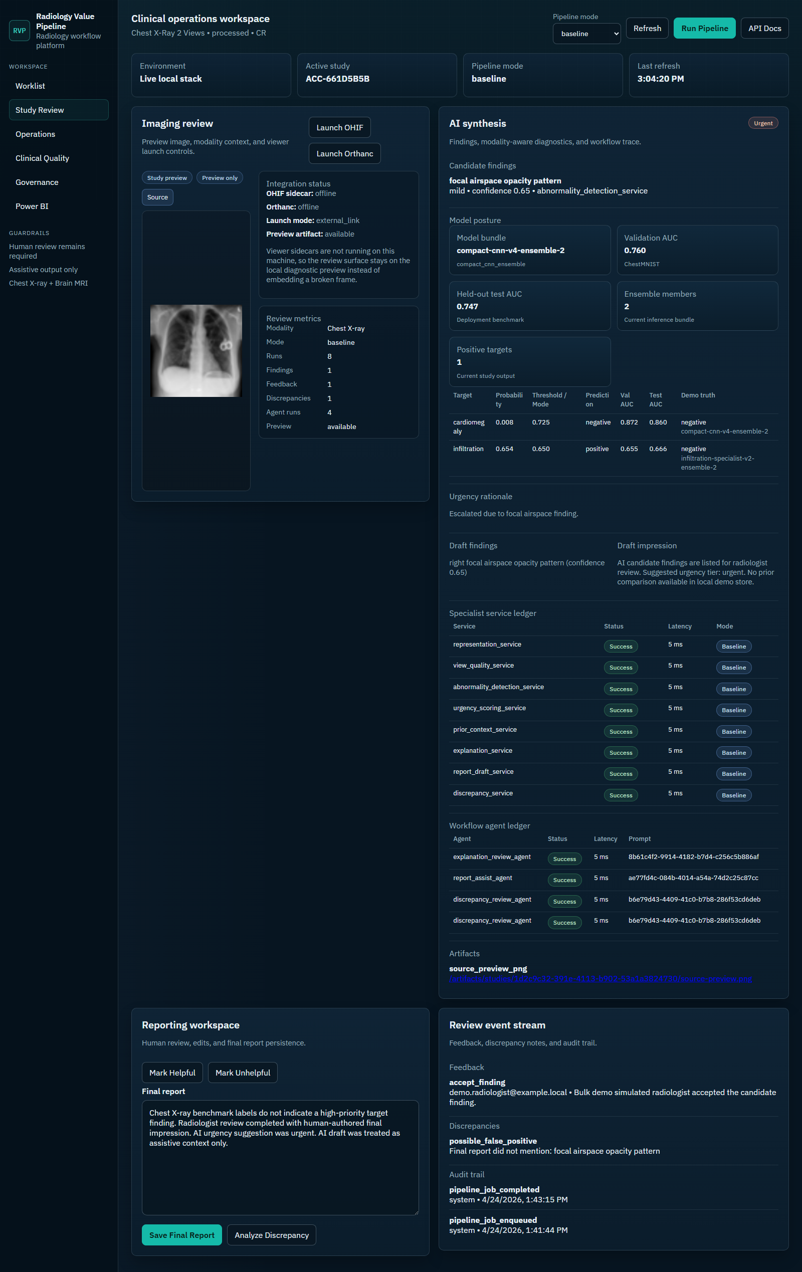Chest X-ray review workspace